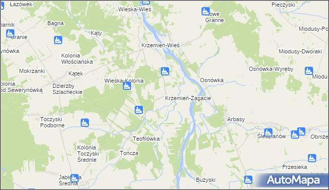mapa Krzemień-Zagacie, Krzemień-Zagacie na mapie Targeo