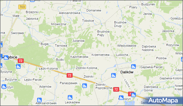 mapa Krzemieniew, Krzemieniew na mapie Targeo