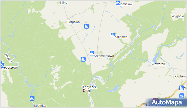 mapa Krzemieniewo gmina Czarne, Krzemieniewo gmina Czarne na mapie Targeo