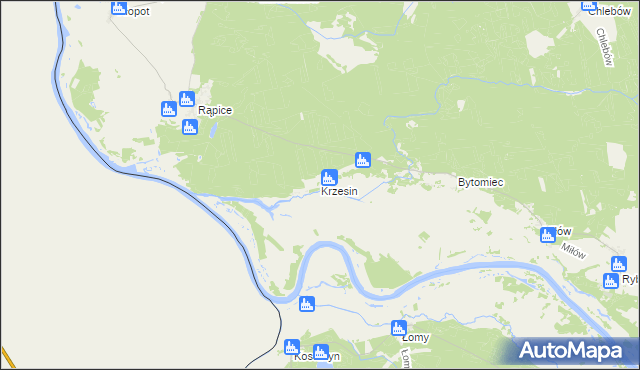 mapa Krzesin gmina Cybinka, Krzesin gmina Cybinka na mapie Targeo