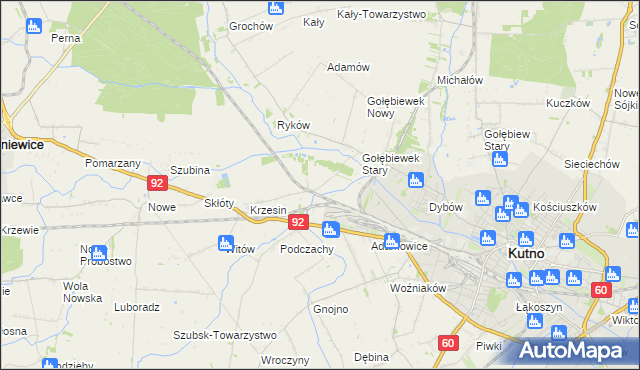 mapa Krzesinówek, Krzesinówek na mapie Targeo