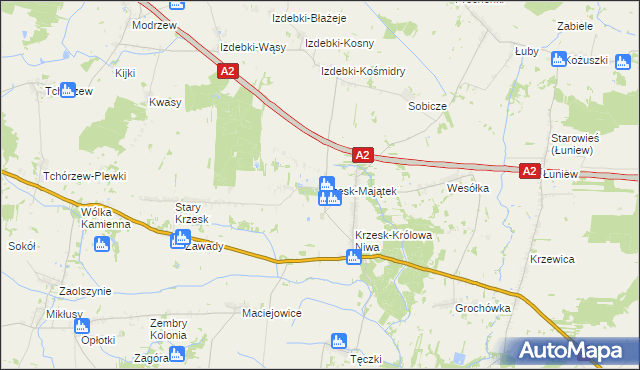 mapa Krzesk-Majątek, Krzesk-Majątek na mapie Targeo