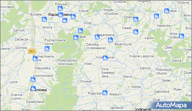 mapa Krzesławice gmina Raciechowice, Krzesławice gmina Raciechowice na mapie Targeo