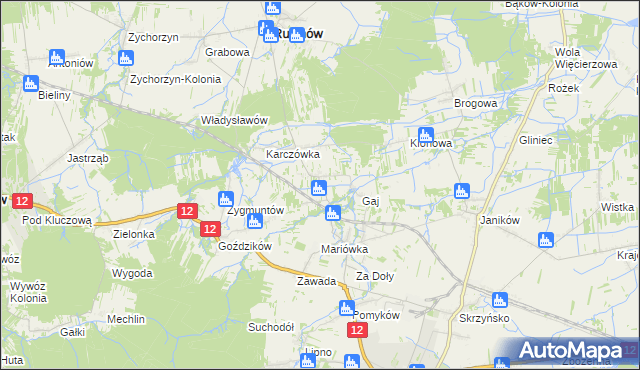 mapa Krzesławice gmina Rusinów, Krzesławice gmina Rusinów na mapie Targeo