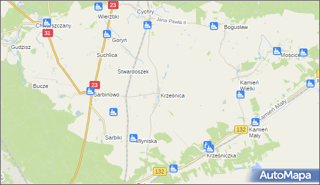 mapa Krześnica, Krześnica na mapie Targeo