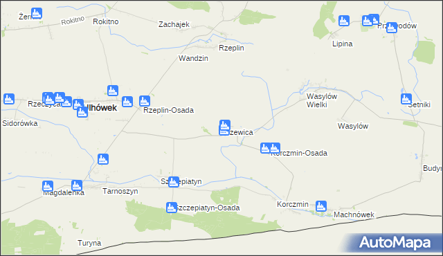 mapa Krzewica gmina Ulhówek, Krzewica gmina Ulhówek na mapie Targeo