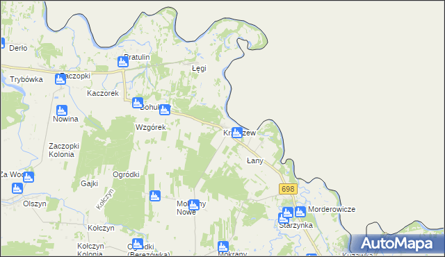 mapa Krzyczew, Krzyczew na mapie Targeo