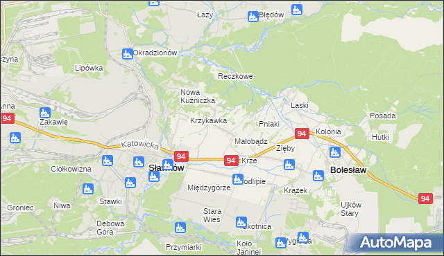 mapa Krzykawa, Krzykawa na mapie Targeo