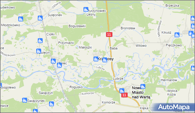 mapa Krzykosy powiat średzki, Krzykosy powiat średzki na mapie Targeo