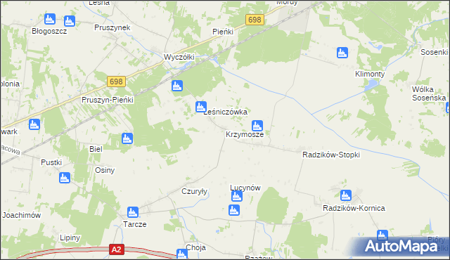 mapa Krzymosze, Krzymosze na mapie Targeo