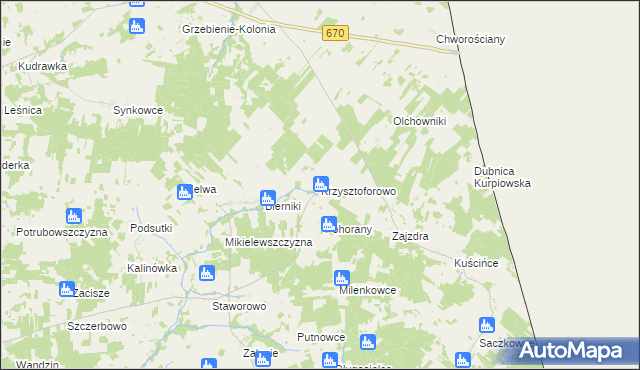 mapa Krzysztoforowo, Krzysztoforowo na mapie Targeo