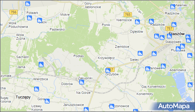 mapa Krzywołęcz, Krzywołęcz na mapie Targeo