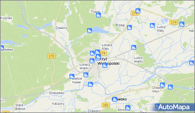 mapa Krzyż Wielkopolski, Krzyż Wielkopolski na mapie Targeo