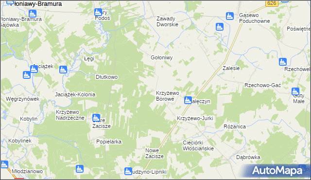 mapa Krzyżewo Borowe, Krzyżewo Borowe na mapie Targeo