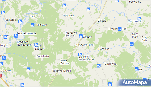 mapa Krzyżewo-Jurki, Krzyżewo-Jurki na mapie Targeo