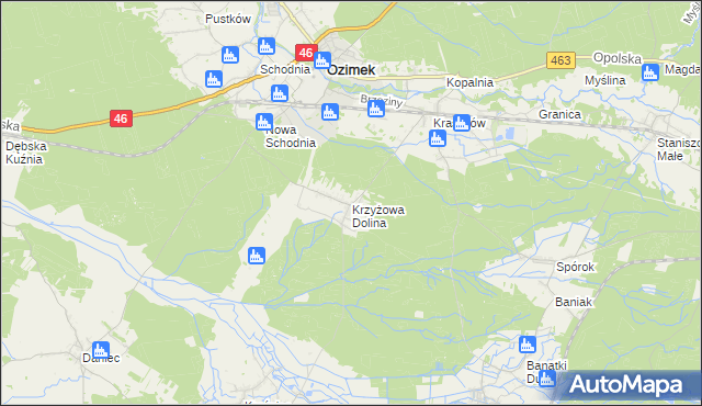 mapa Krzyżowa Dolina, Krzyżowa Dolina na mapie Targeo