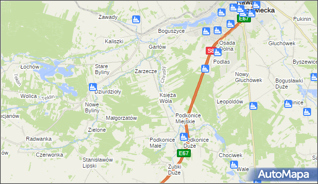 mapa Księża Wola, Księża Wola na mapie Targeo