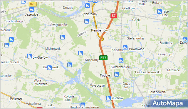 mapa Księżowola, Księżowola na mapie Targeo