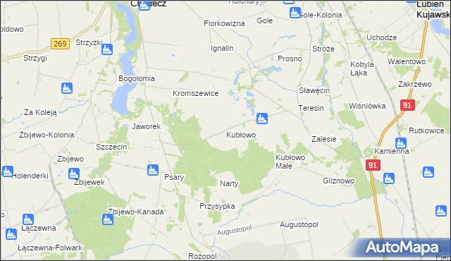 mapa Kubłowo, Kubłowo na mapie Targeo