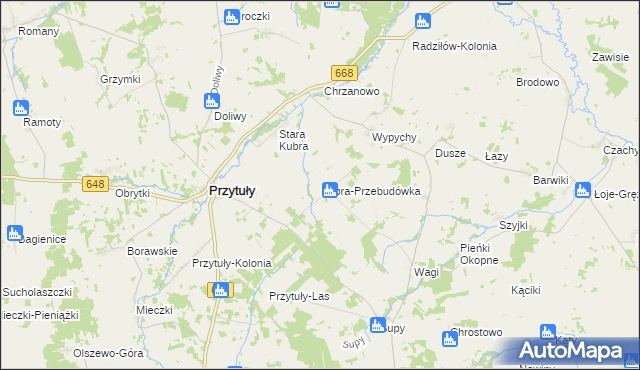 mapa Kubra-Przebudówka, Kubra-Przebudówka na mapie Targeo