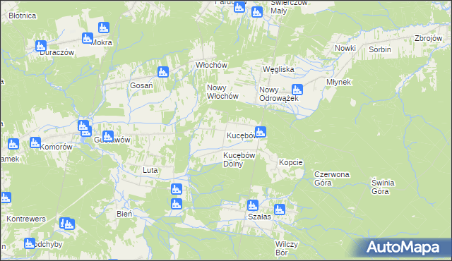 mapa Kucębów, Kucębów na mapie Targeo