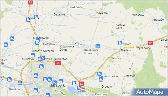 mapa Kujakowice Górne, Kujakowice Górne na mapie Targeo