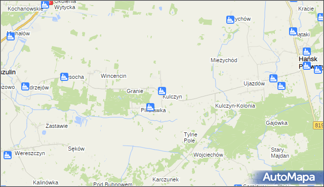 mapa Kulczyn gmina Hańsk, Kulczyn gmina Hańsk na mapie Targeo