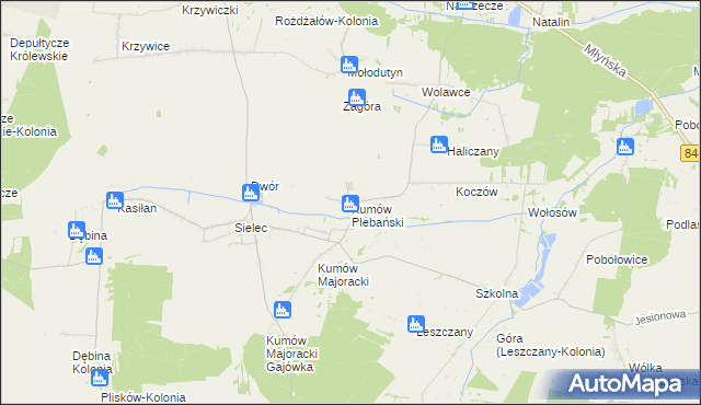 mapa Kumów Plebański, Kumów Plebański na mapie Targeo