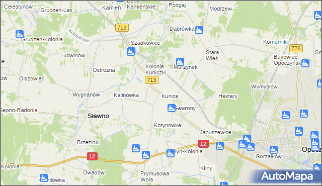 mapa Kunice gmina Sławno, Kunice gmina Sławno na mapie Targeo