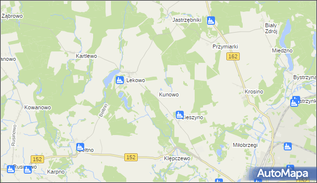 mapa Kunowo gmina Świdwin, Kunowo gmina Świdwin na mapie Targeo