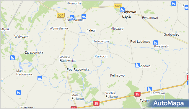 mapa Kurkocin, Kurkocin na mapie Targeo