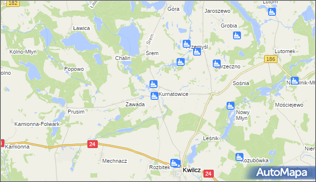 mapa Kurnatowice, Kurnatowice na mapie Targeo