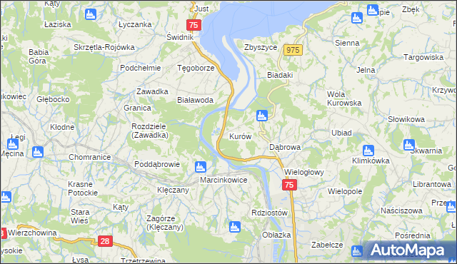 mapa Kurów gmina Chełmiec, Kurów gmina Chełmiec na mapie Targeo