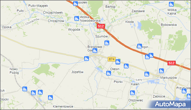 mapa Kurów powiat puławski, Kurów powiat puławski na mapie Targeo