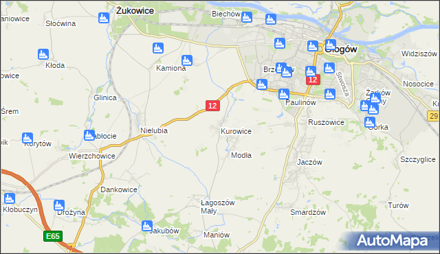 mapa Kurowice gmina Jerzmanowa, Kurowice gmina Jerzmanowa na mapie Targeo