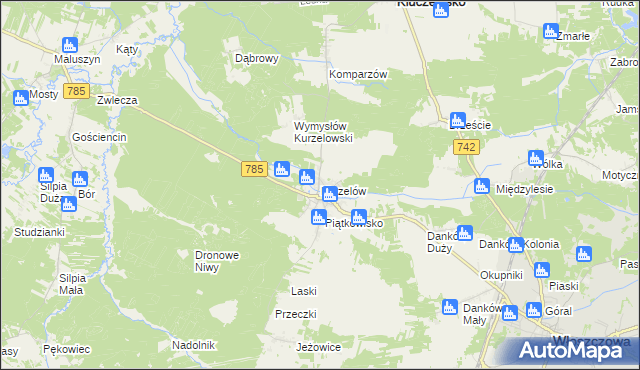 mapa Kurzelów, Kurzelów na mapie Targeo