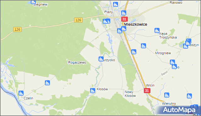 mapa Kurzycko, Kurzycko na mapie Targeo