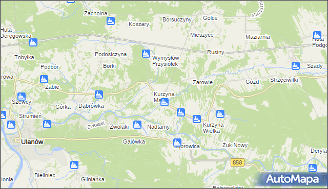 mapa Kurzyna Średnia, Kurzyna Średnia na mapie Targeo