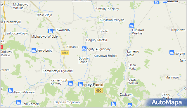 mapa Kutyłowo-Bródki, Kutyłowo-Bródki na mapie Targeo