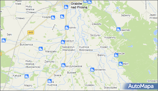 mapa Kuźnica Bobrowska, Kuźnica Bobrowska na mapie Targeo