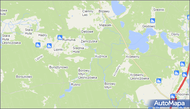 mapa Kuźnica gmina Warlubie, Kuźnica gmina Warlubie na mapie Targeo