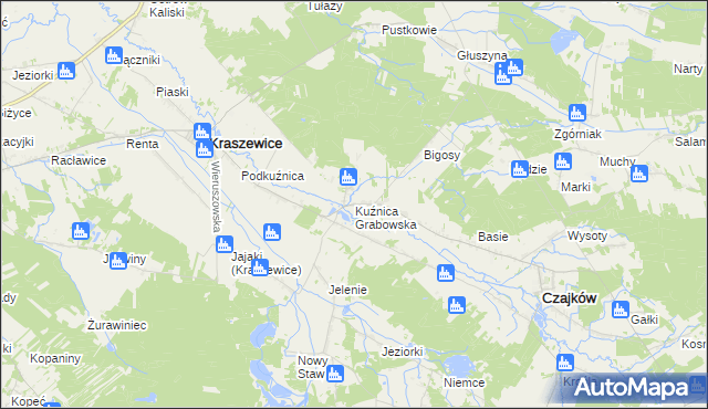 mapa Kuźnica Grabowska, Kuźnica Grabowska na mapie Targeo