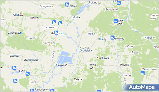 mapa Kuźnica Grodziska, Kuźnica Grodziska na mapie Targeo