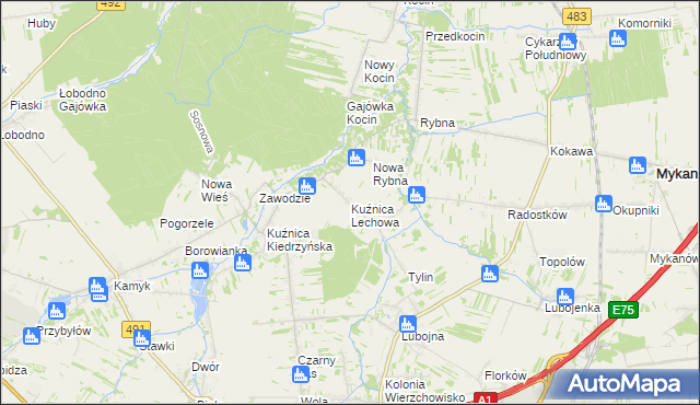 mapa Kuźnica Lechowa, Kuźnica Lechowa na mapie Targeo