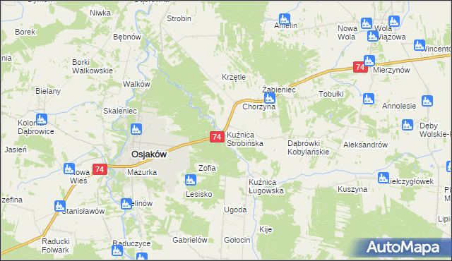 mapa Kuźnica Strobińska, Kuźnica Strobińska na mapie Targeo