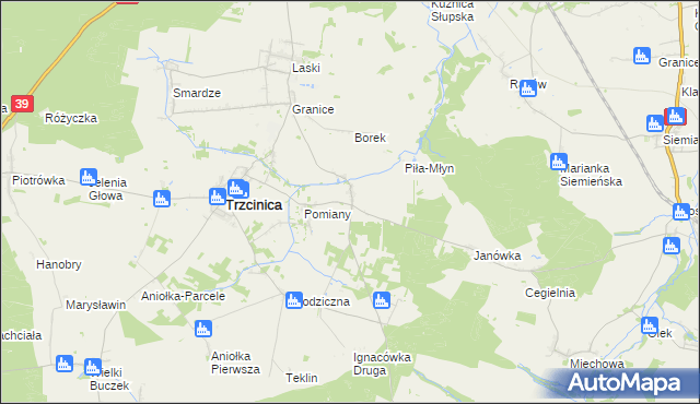 mapa Kuźnica Trzcińska, Kuźnica Trzcińska na mapie Targeo