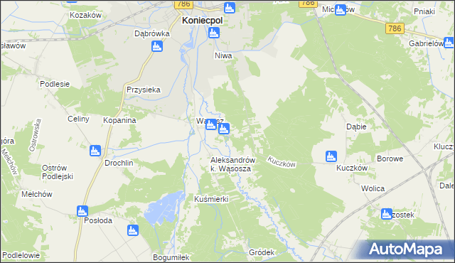 mapa Kuźnica Wąsowska, Kuźnica Wąsowska na mapie Targeo