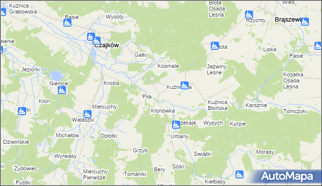 mapa Kuźnica Zagrzebska-Kolonia, Kuźnica Zagrzebska-Kolonia na mapie Targeo