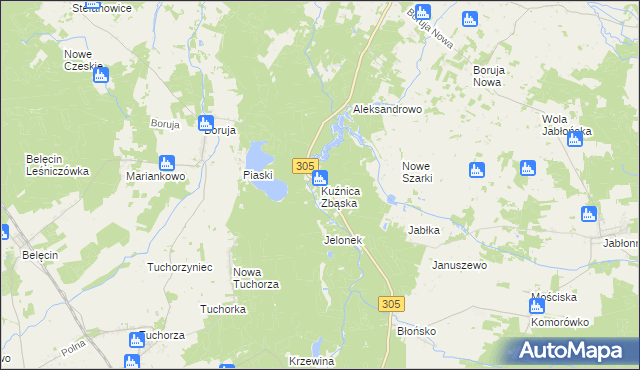 mapa Kuźnica Zbąska, Kuźnica Zbąska na mapie Targeo