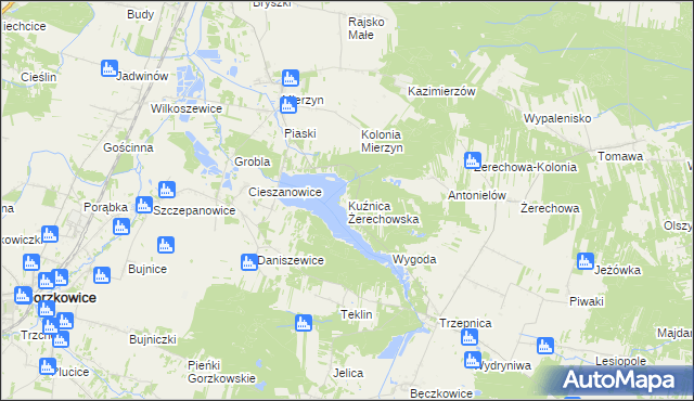 mapa Kuźnica Żerechowska, Kuźnica Żerechowska na mapie Targeo